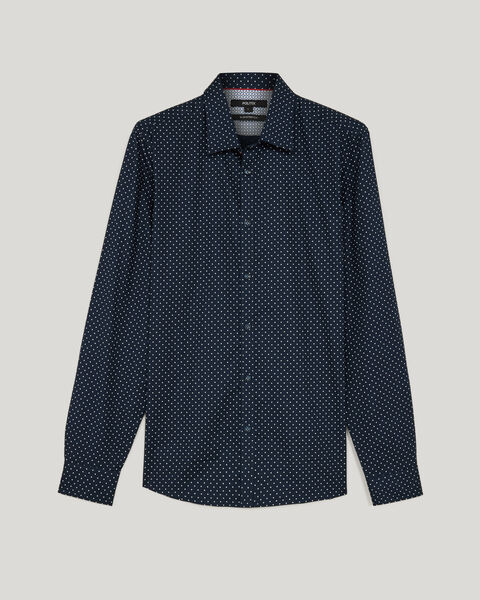 Polka Dot Print Long Sleeve Shirt, Navy, hi-res
